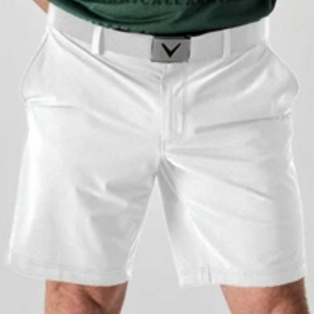 NWT Callaway Men's Flat Front Golf Short | 7" Inseam | Bright White